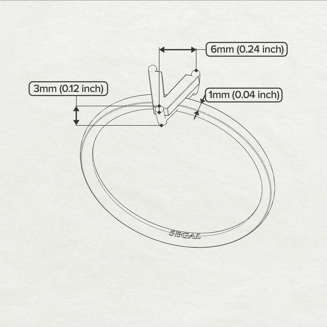 V Letter - Initial White Gold Diamond Ring